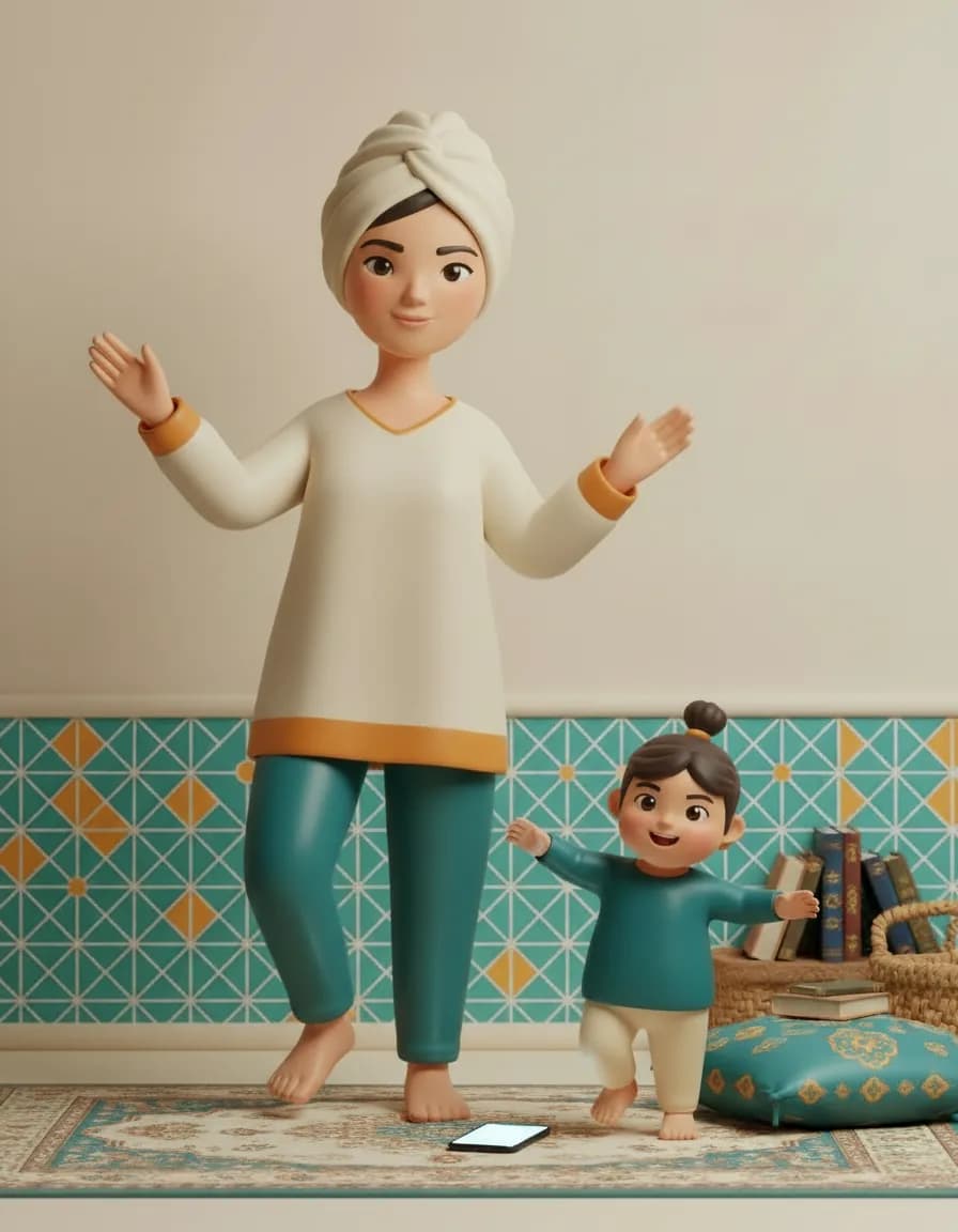 مرحلهی ۱ بازی برقص و یخ بزن: آهنگ شاد پخش کنید و با کودک برقصید و تکان بخورید.