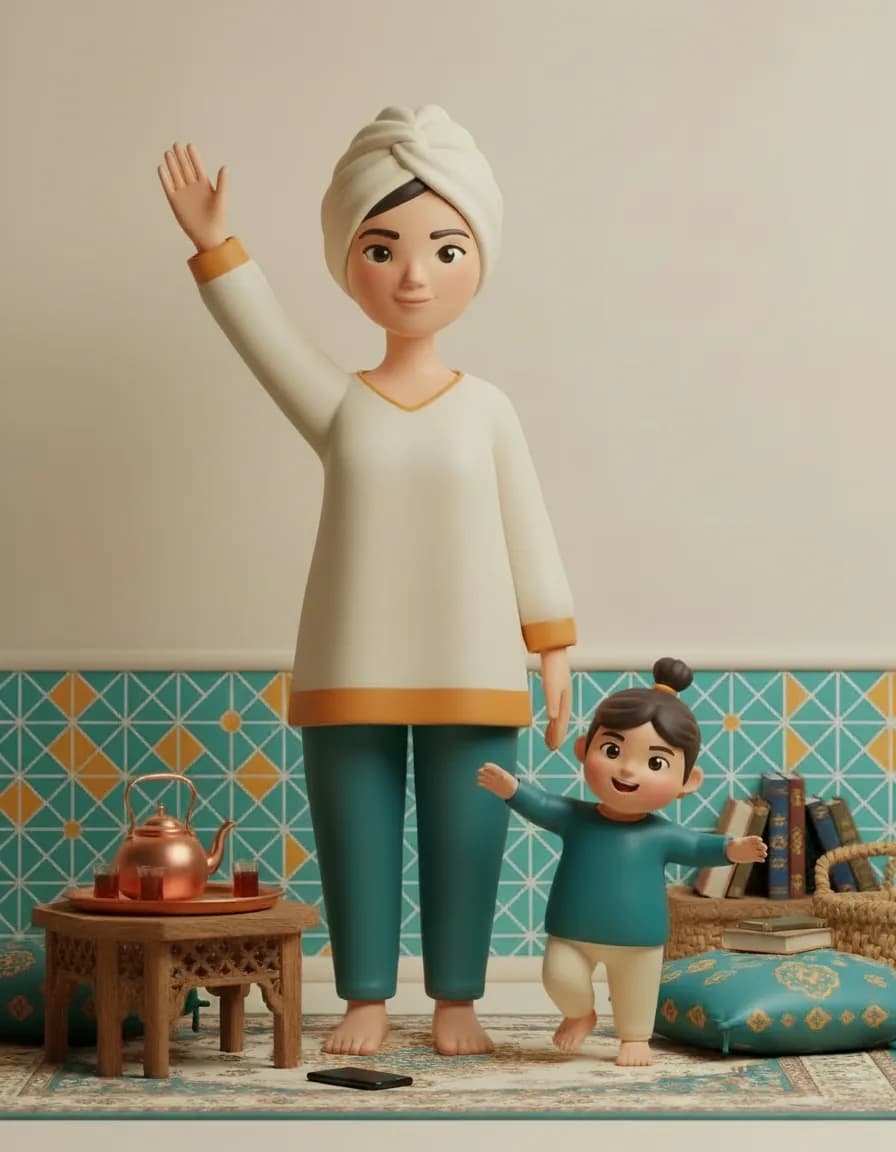 مرحلهی ۲ بازی برقص و یخ بزن: ناگهان موسیقی را قطع کنید و خودتان کاملاً بیحرکت بایستید، مثل مجسمه.