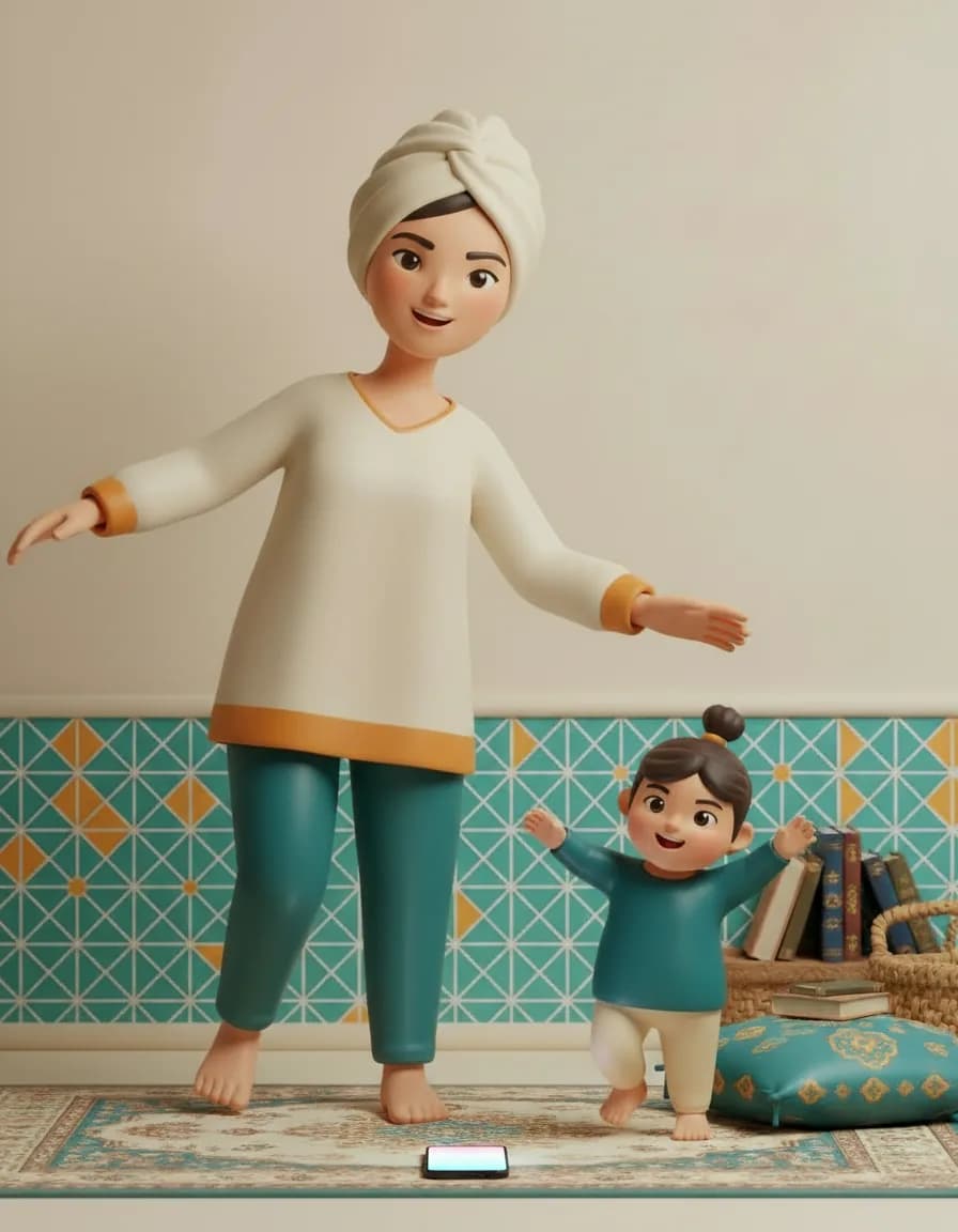مرحلهی ۴ بازی برقص و یخ بزن: دوباره موسیقی را پخش کنید و برقصید؛ چند بار تکرار کنید.