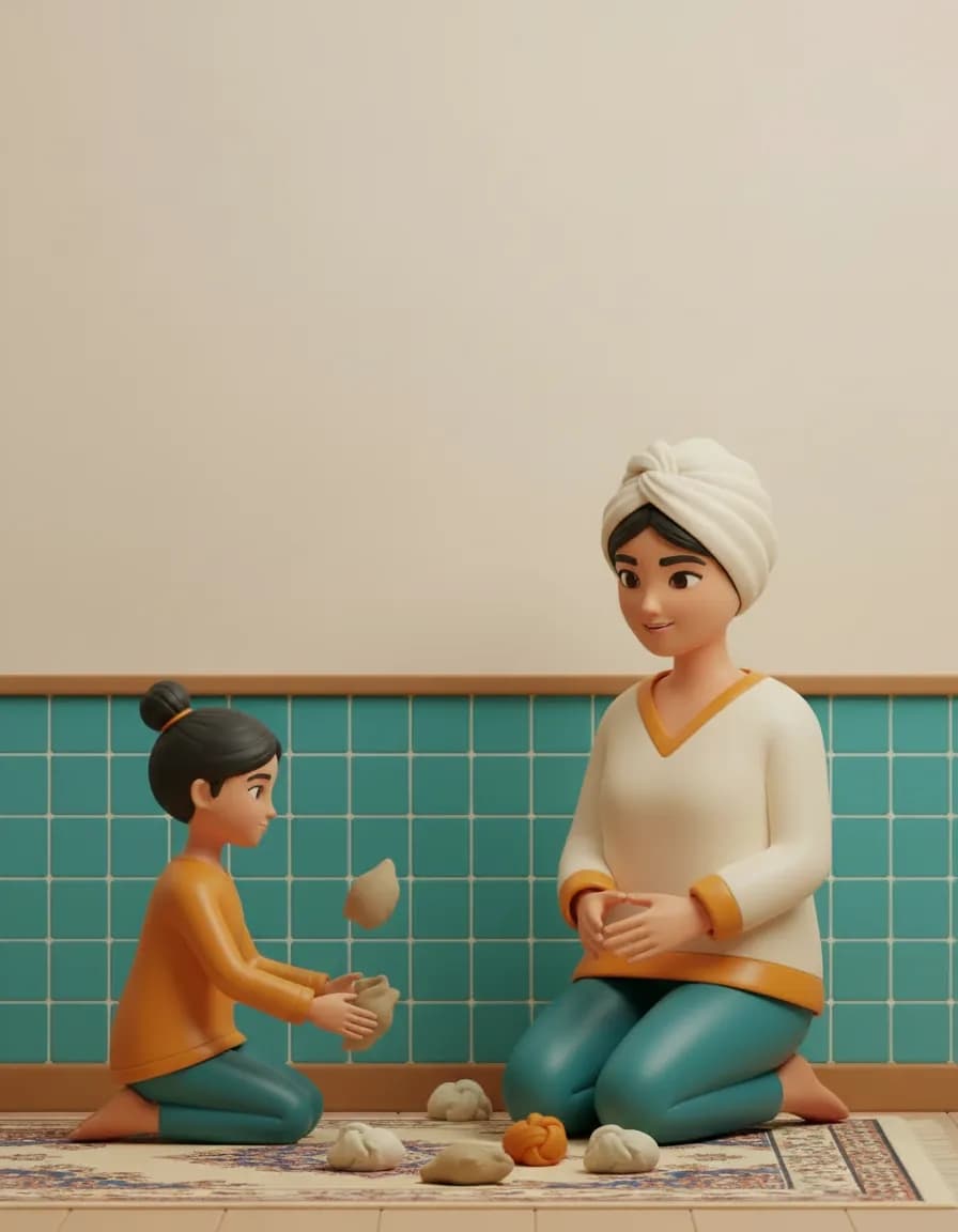مرحلهی ۲ بازی کیسههای شانس ژاپنی: برای کوچکترها: کیسهها را روی زمین پهن کنید؛ کودک یکی را به هوا میاندازد و همزمان یکی دیگر را از زمین برمیدارد، تا همه را جمع کند.
