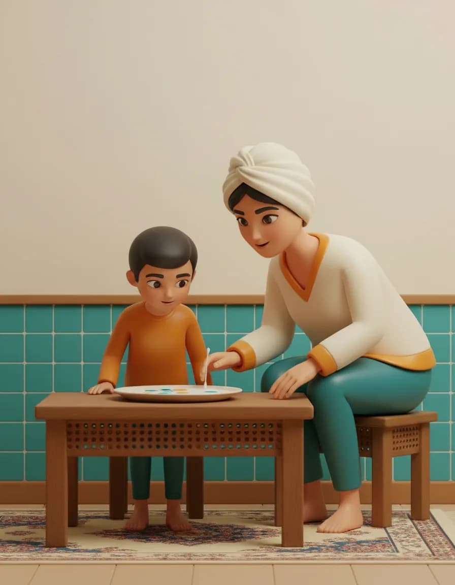 مرحله‌ی ۱ بازی رقص رنگ‌ها روی شیر: کمی شیر در یک بشقاب کم‌عمق بریزید و بگذارید چند ثانیه آرام بگیرد.