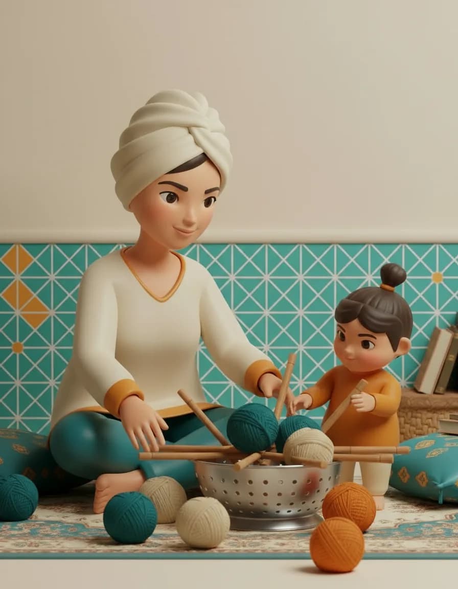 مرحلهی ۴ بازی بیرونکشیدن آرومآروم: نوبتی هرکس یه چوب رو آروم بیرون بکشه بدون اینکه گویها بریزن.