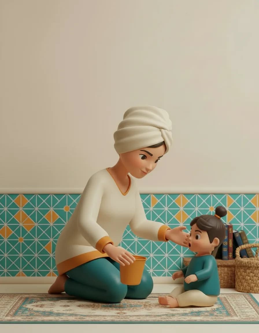 مرحله‌ی ۲ بازی لیوان و اسباب‌بازی پنهان: با لیوان روش رو بپوشون و بگو «کجا رفت؟!»