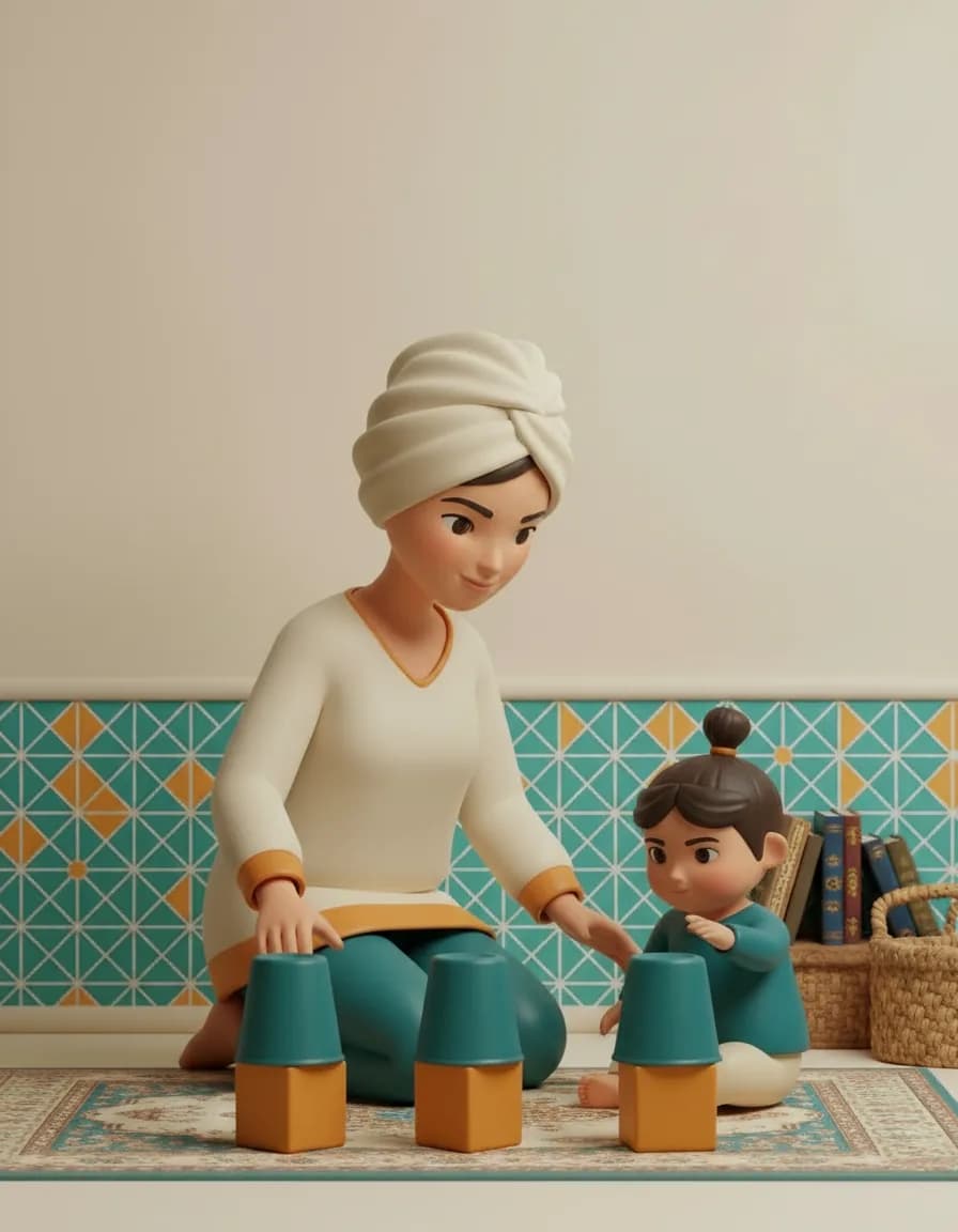 مرحله‌ی ۴ بازی لیوان و اسباب‌بازی پنهان: وقتی این کار براش راحت شد، از دو یا سه لیوان استفاده کن و زیر یکیشون قایمش کن.