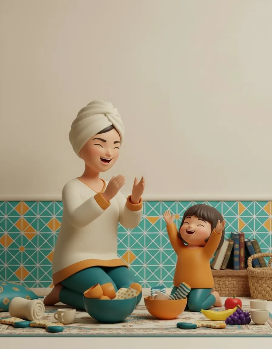 مرحلهی ۴ بازی مرتبسازی وارونه: بهش بخندید و تشویقش کنید — هرچی وارونهتر، بامزهتر!