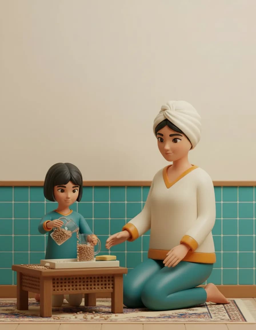 مرحلهی ۳ بازی آبریز کوچولو: نوبت کودک؛ بگذارید هرقدر دوست دارد تکرار کند، حتی اگر بریزد.