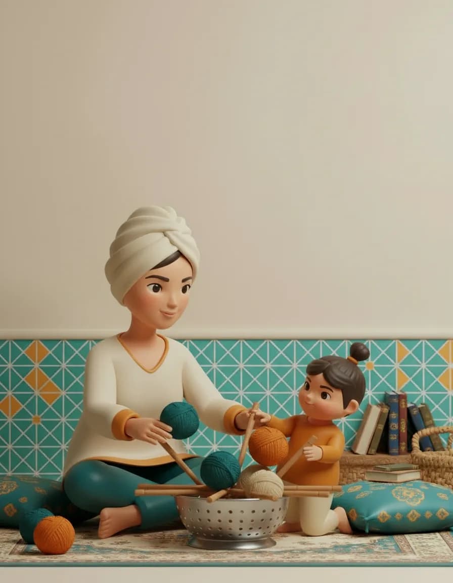مرحلهی ۱ بازی بیرونکشیدن آرومآروم: آبکش رو وارونه بگیر و چوبها رو از سوراخهاش رد کن تا یه توری تشکیل بشه.