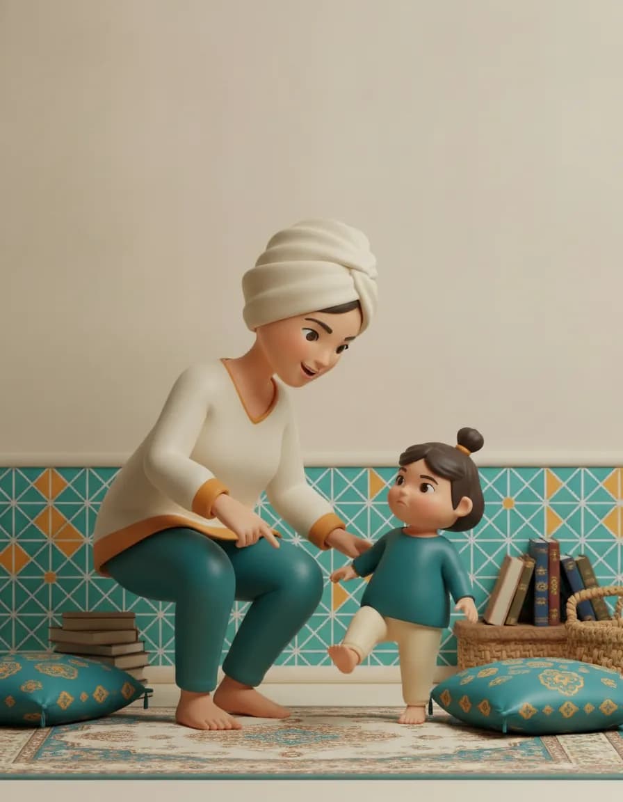 مرحلهی ۳ بازی فرمان صدا: حالا صداها رو بهترتیب دلخواه دربیار و بذار کودک حرکت درست رو انجام بده.